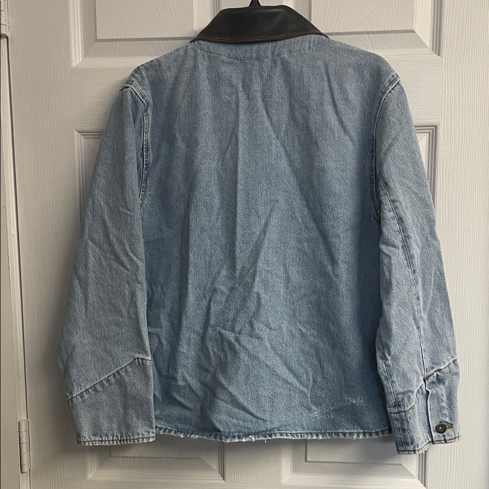 Virginie Leather Collar Denim Jacket - Picture 5 of 8
